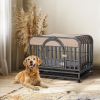 46in Heavy Duty Dog Crate, Furniture Style Dog Crate with Removable Trays and Wheels for High Anxiety Dogs