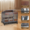 32in Heavy Duty Dog Crate, Furniture Style Dog Crate with Removable Trays and Wheels for High Anxiety Dogs