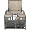 46in Heavy Duty Dog Crate, Furniture Style Dog Crate with Removable Trays and Wheels for High Anxiety Dogs