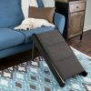 Foldable Wooden Dog Pet Ramp for Bed, Couch, or Vehicle (Black/Gray)