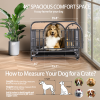 46in Heavy Duty Dog Crate, Furniture Style Dog Crate with Removable Trays and Wheels for High Anxiety Dogs