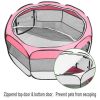 45" Portable Foldable 600D Oxford Cloth & Mesh Pet Playpen Fence with Eight Panels Pink