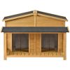 GO 47.2" Large Wooden Dog House Outdoor, Outdoor & Indoor Dog Crate, Cabin Style, With Porch, 2 Doors