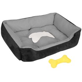 Pet Dog Bed Soft Warm Fleece Puppy Cat Bed Dog Cozy Nest Sofa Bed Cushion Mat XL Size (Color: Black, size: Xl)